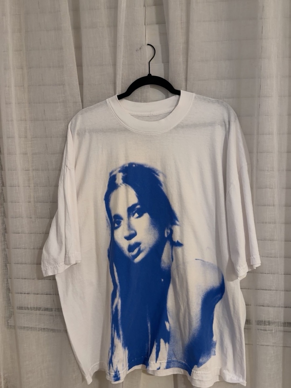 TATE MCRAE White Graphic Tee with Blue Portrait Print - Women Tops